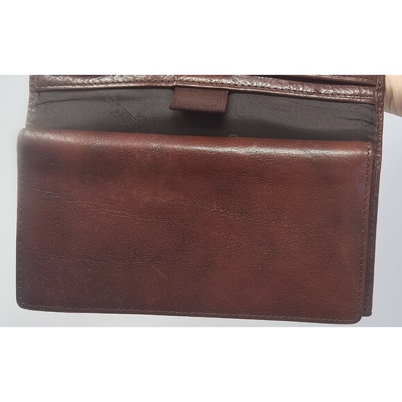 Vintage Fossil Brown Leather Trifold Check Book Credit Card Wallet 7"X4" - Picture 13 of 16